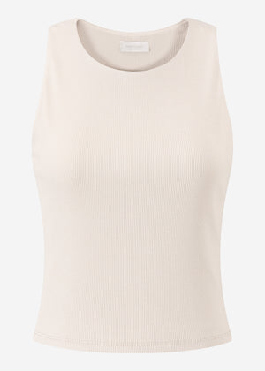 Doppellagiges, geripptes Tank Top - hellbeige