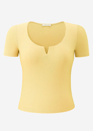 Geripptes T-Shirt - gelb