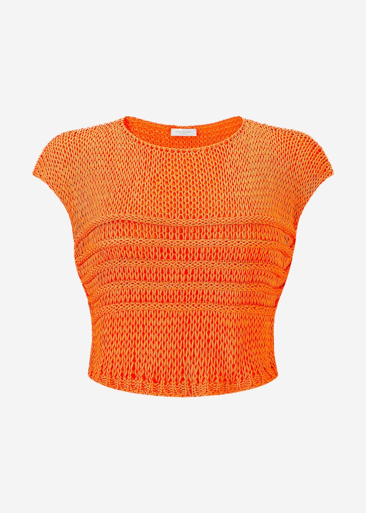 Grobmaschiger Crop Pullover - orange
