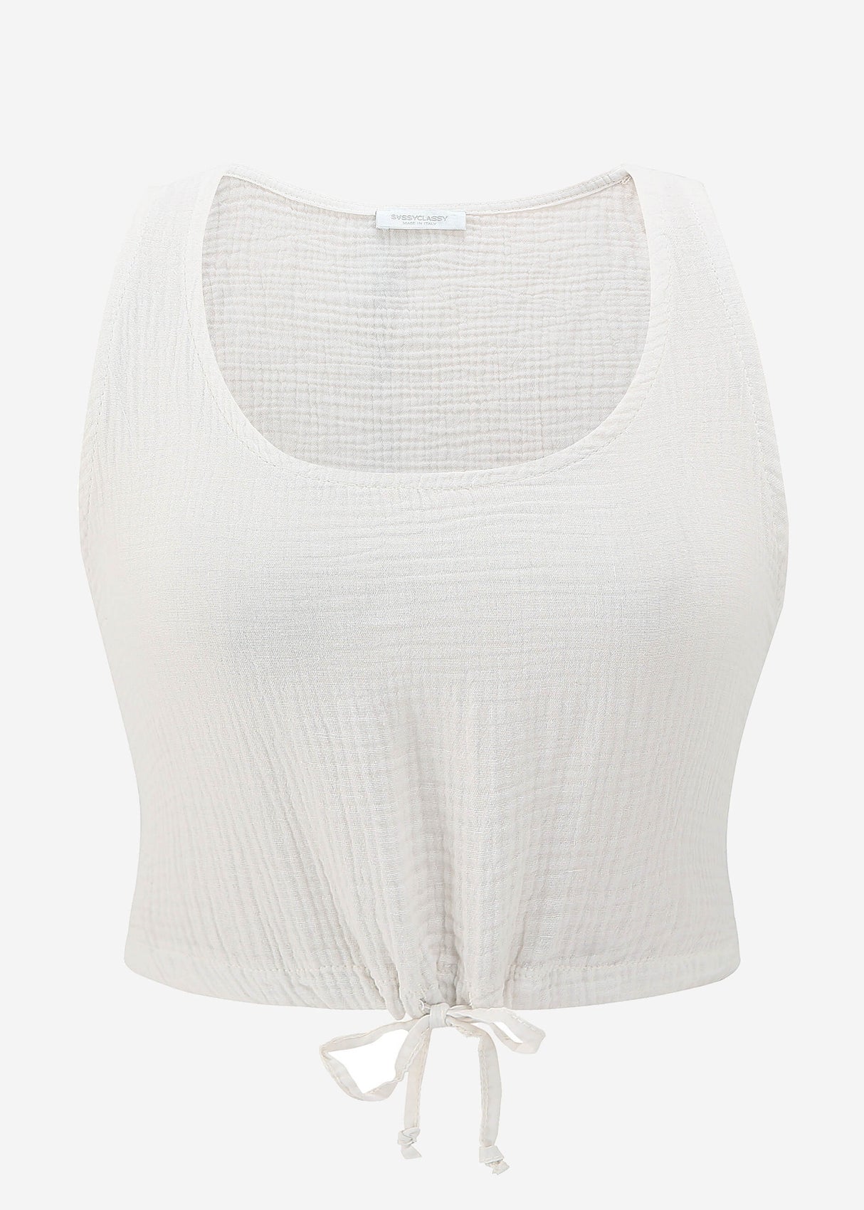 Musselin Top mit Zugband - weiß