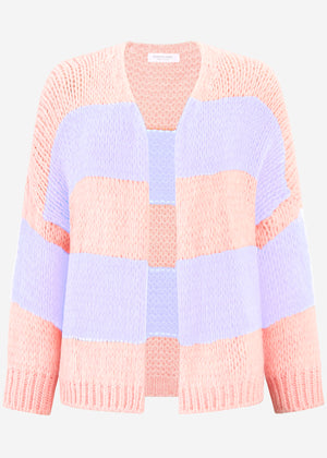 Striped oversize cardigan - peach-lilac