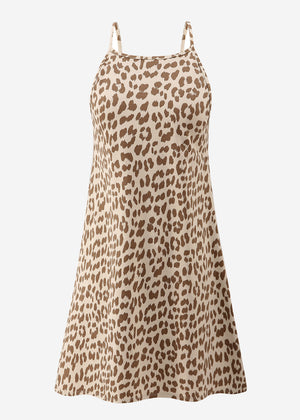 Jersey dress with leopard print - beige