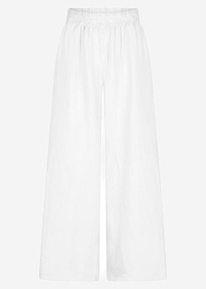 Musselin Pants mit weitem Bein - weiß