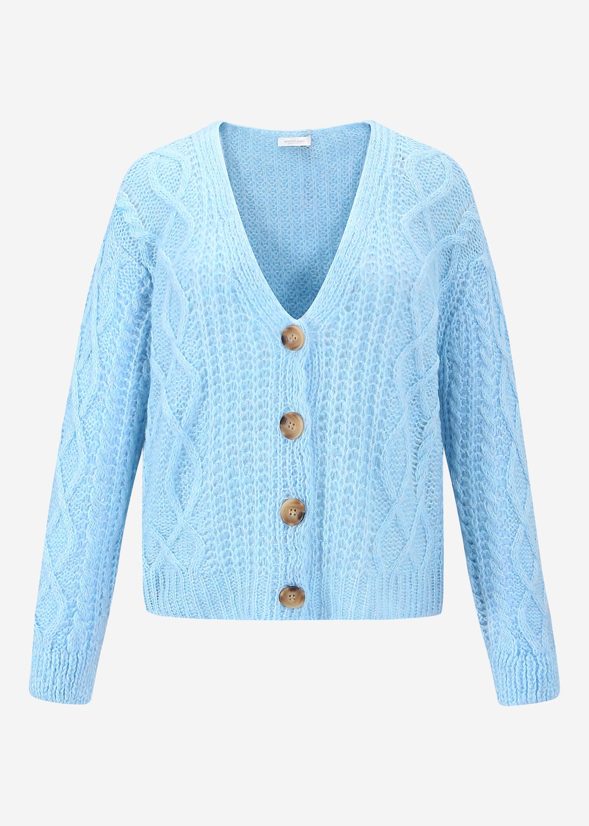 Oversize Strickjacke mit Zopfmuster - hellblau