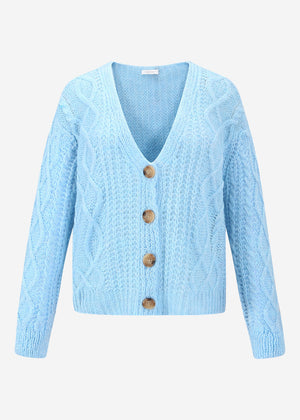 Oversize Strickjacke mit Zopfmuster - hellblau