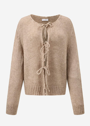 Cardigan with bow closure - beige