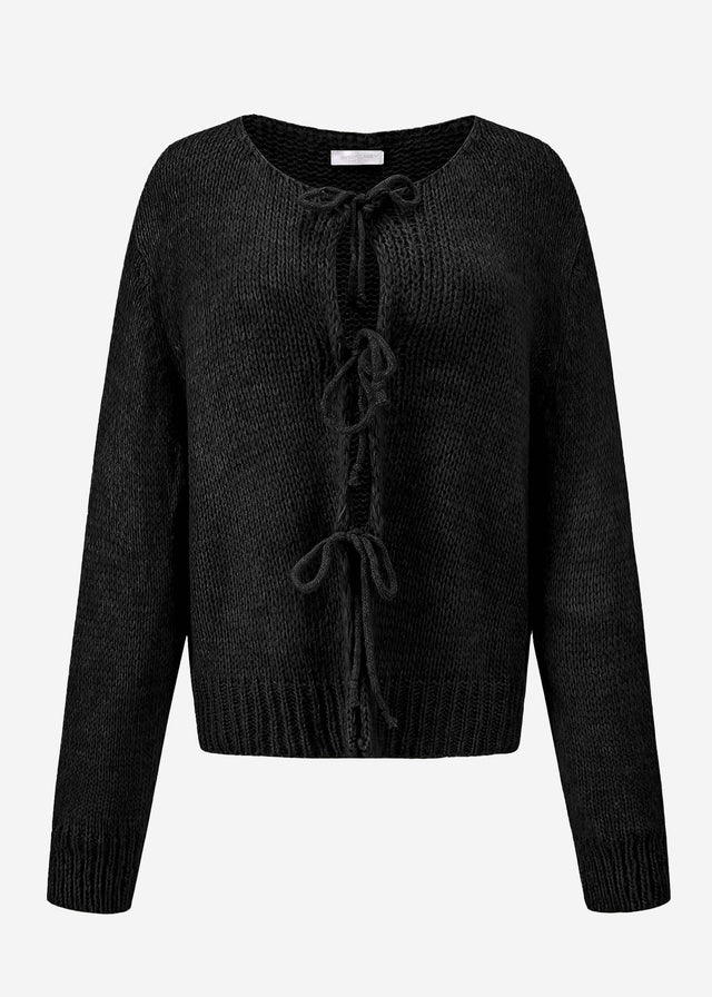 Cardigan with tie fastening - black