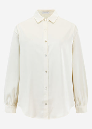 Oversize Satin Bluse - cremeweiß
