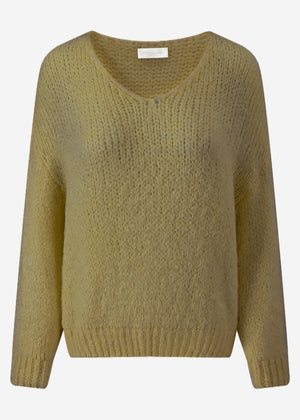 Oversized V-neck sweater - khaki