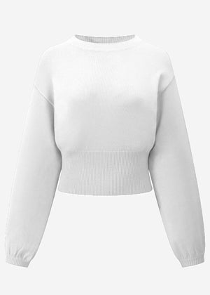 Pullover mit Ballonärmel und Rückenausschnitt - offwhite