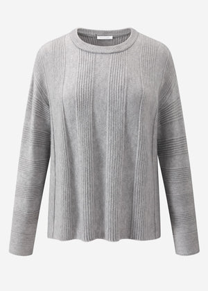 Sweater with ribbed stripe pattern - grey