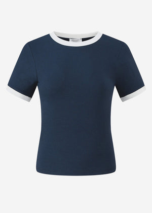 T-Shirt mit Blenden - dunkelblau-offwhite