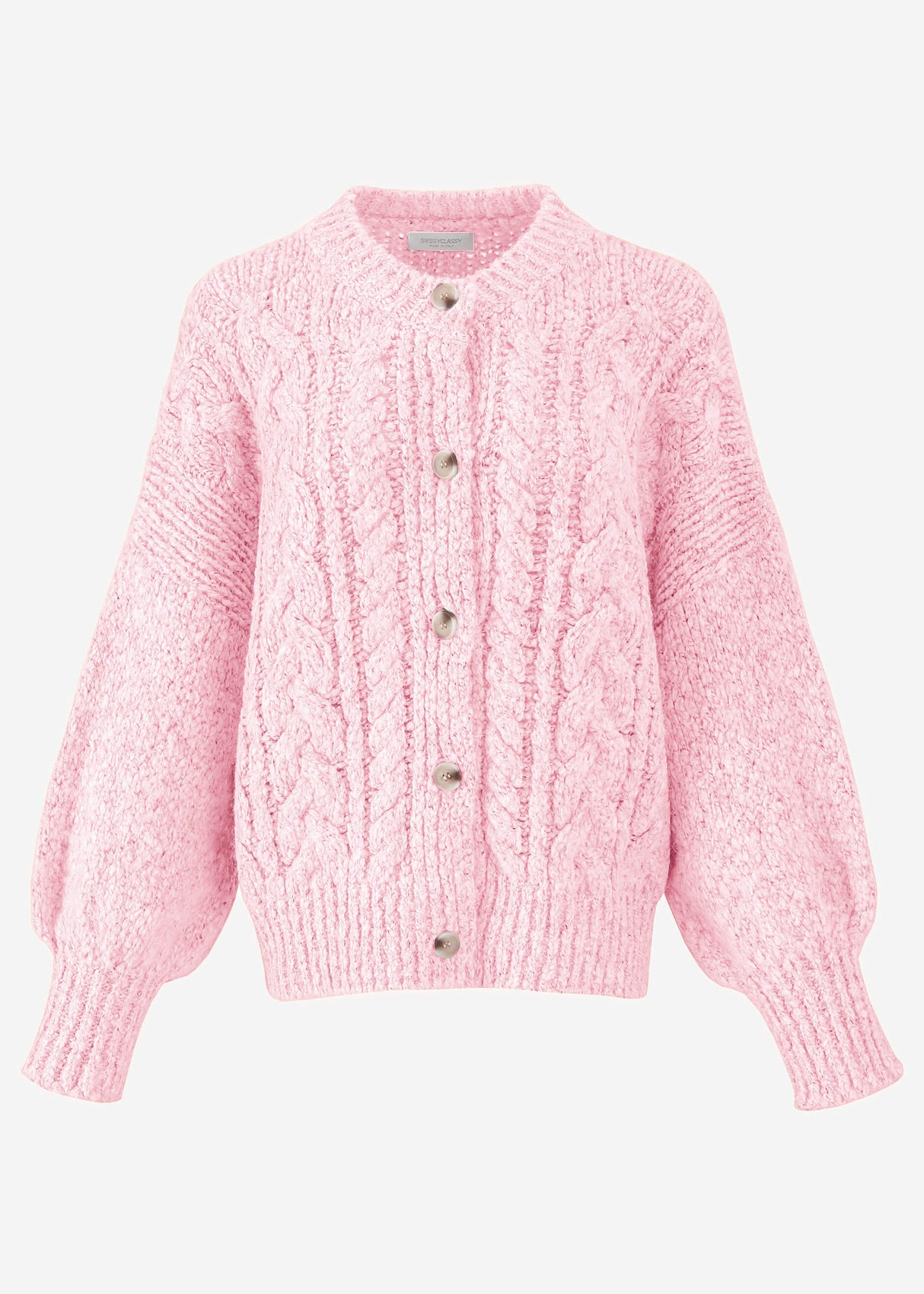 Super flauschige Strickjacke mit Zopfmuster - rosa
