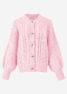 Super flauschige Strickjacke mit Zopfmuster - rosa