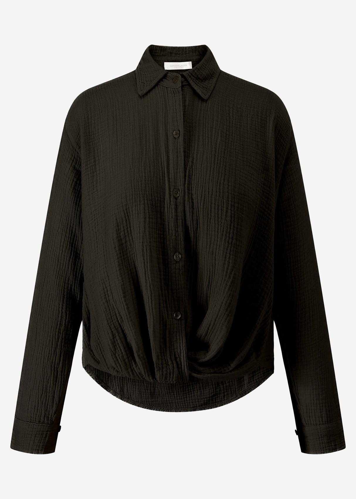 Musselin Bluse mit Knoten - schwarz