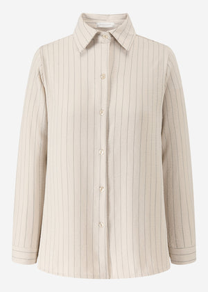 Klassisch geschnittene Bluse mit Streifen - beige