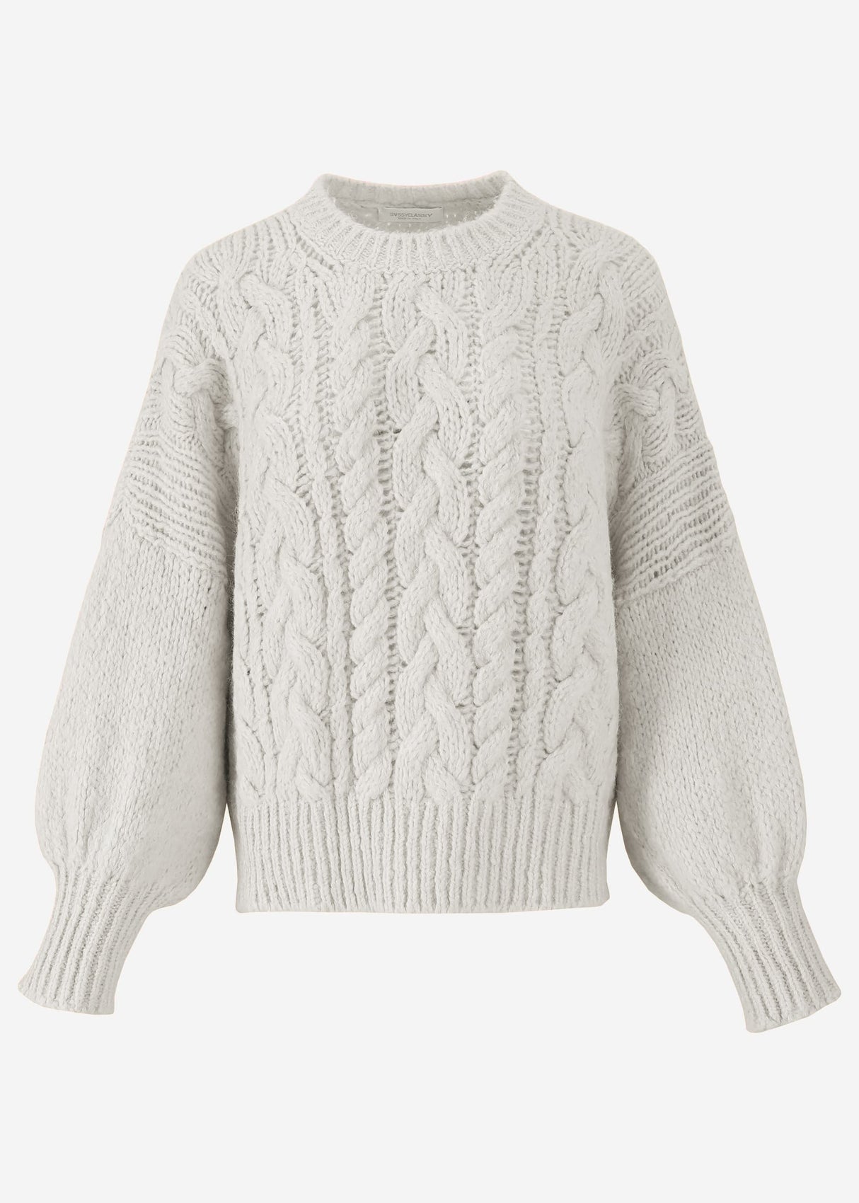 Super flauschiger Pullover mit Zopfmuster - grau