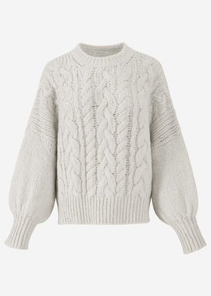 Super flauschiger Pullover mit Zopfmuster - grau