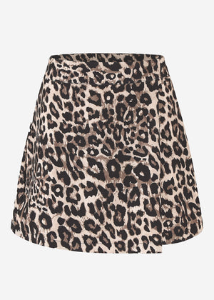 Trouser skirt with leopard print - brown
