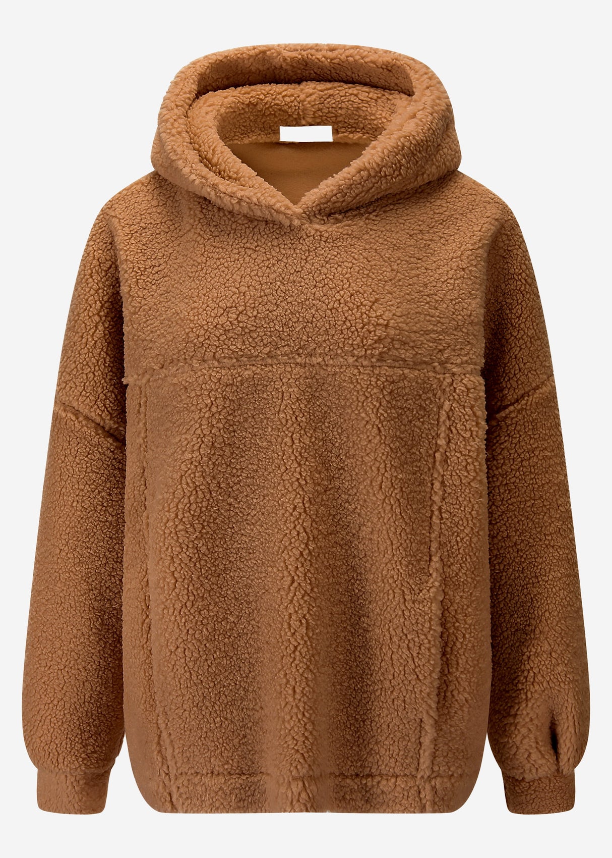 Oversize Teddy Sweatshirt mit Kapuze - camel