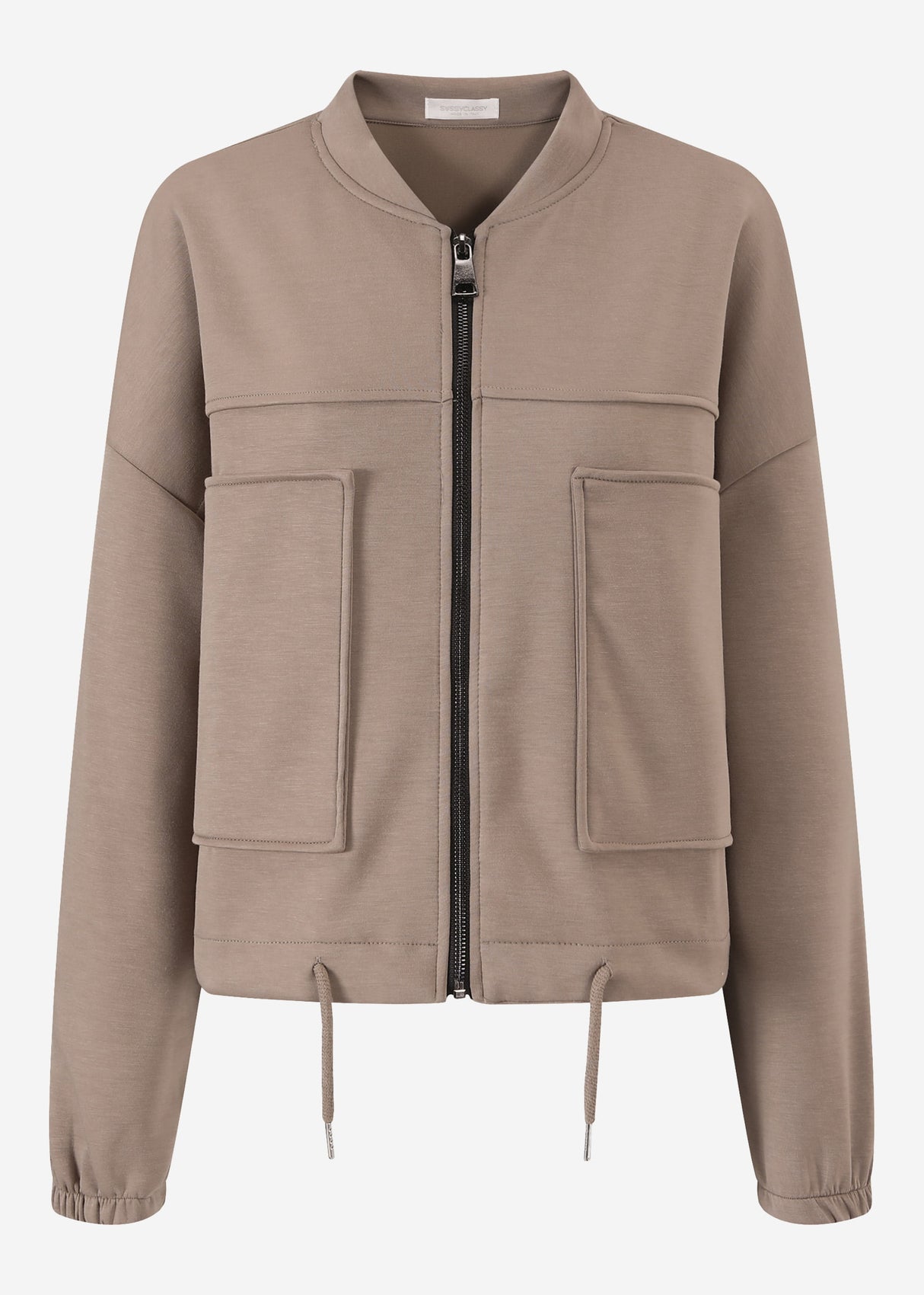 Sweat Jacke mit aufgesetzten Taschen - taupe