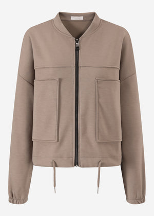Sweat Jacke mit aufgesetzten Taschen - taupe