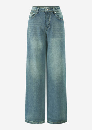Thermal wide-leg jeans - blue