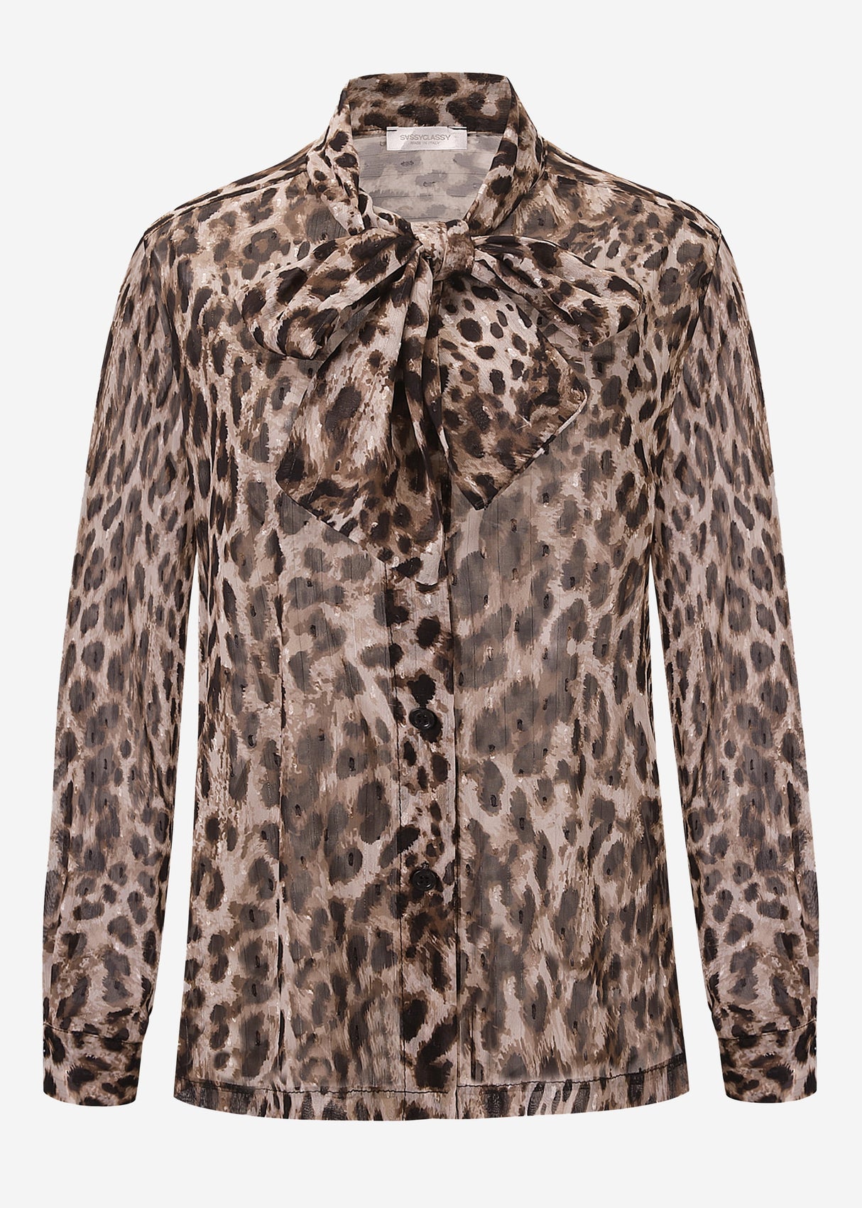 Bow-tie blouse in leopard print - brown