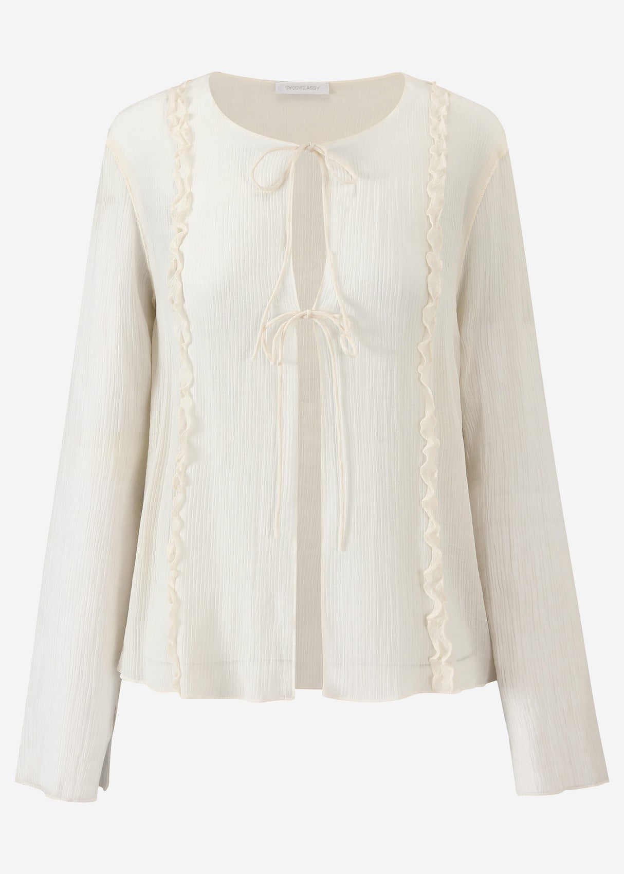 Blouse with tie ribbons - light beige