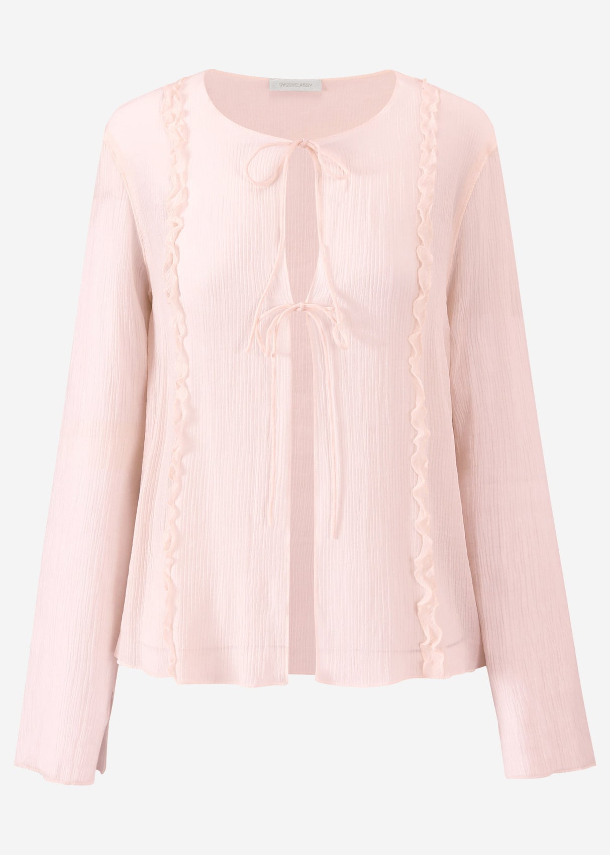 Blouse with tie ribbons - pink
