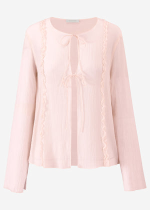 Blouse with tie ribbons - pink