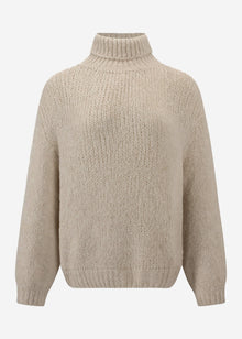 Oversized roll neck jumper - beige