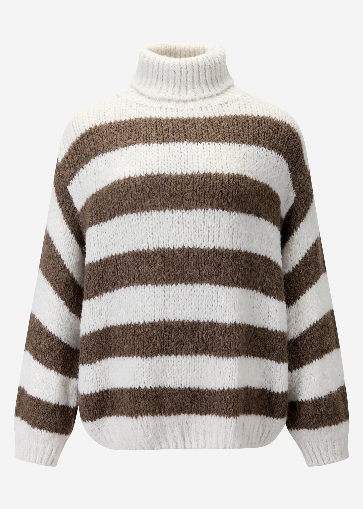 Gestreifter oversize Rollkragenpullover - offwhite