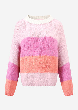 Gestreifter Strickpullover - rosa-peach