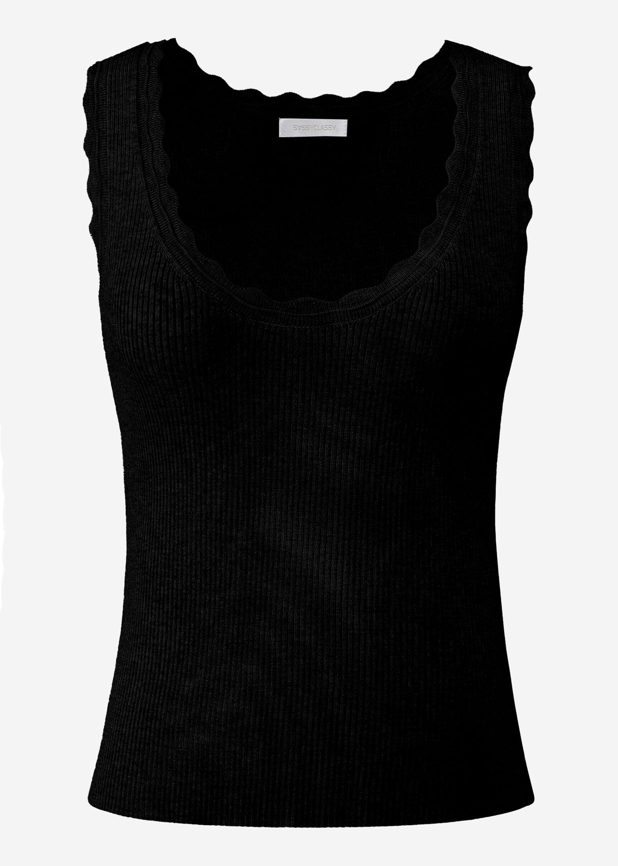 Tank Top mit Bogenkante - schwarz