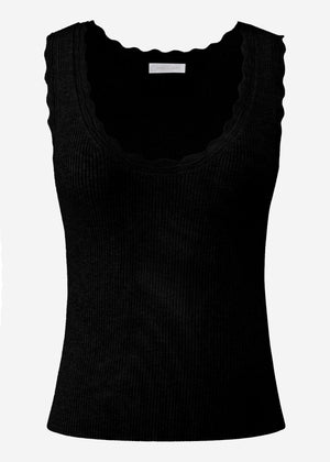 Tank Top mit Bogenkante - schwarz