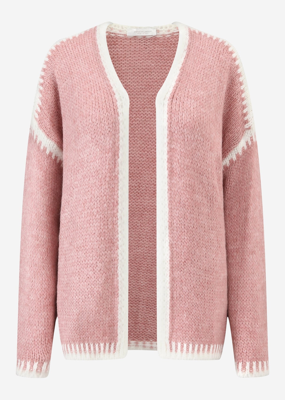 Strickjacke mit kontrastierenden Blenden - altrosa
