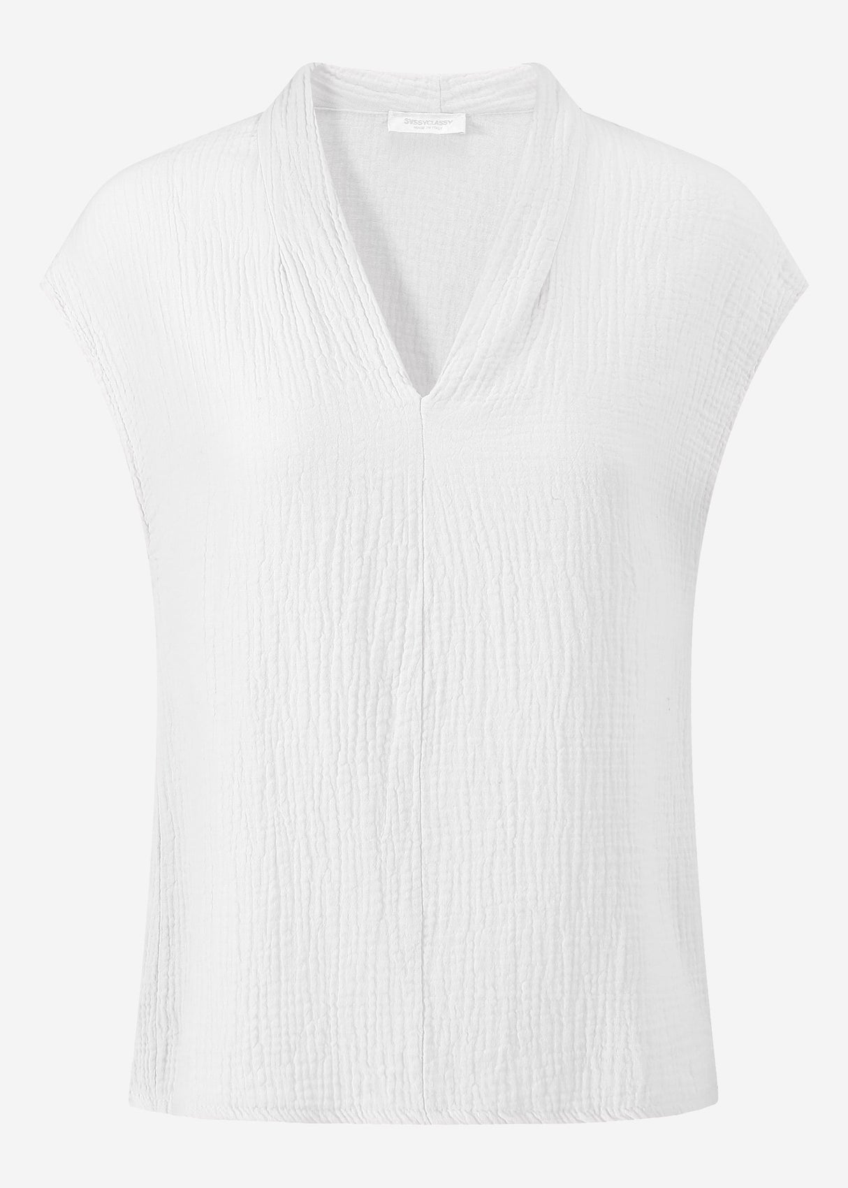 Musselin Shirt mit V-Ausschnitt - weiß
