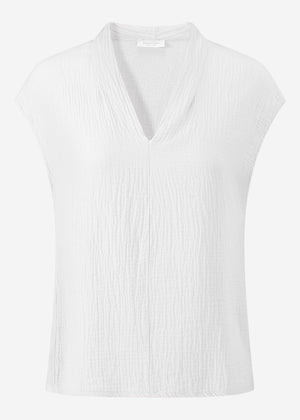 Musselin Shirt mit V-Ausschnitt - weiß