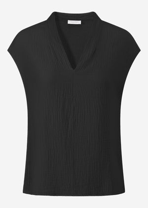 Muslin V-neck shirt - black