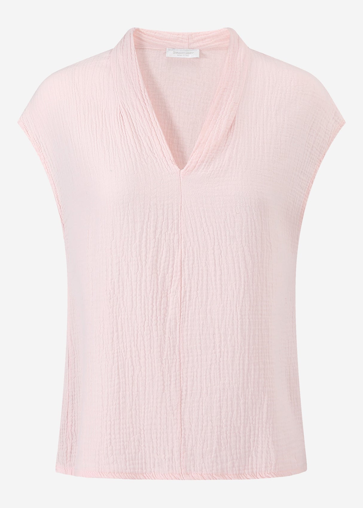 Musselin Shirt mit V-Ausschnitt - rosa