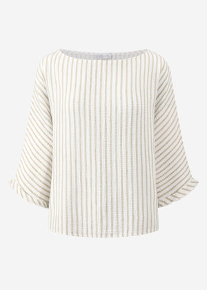Striped oversize muslin shirt - beige