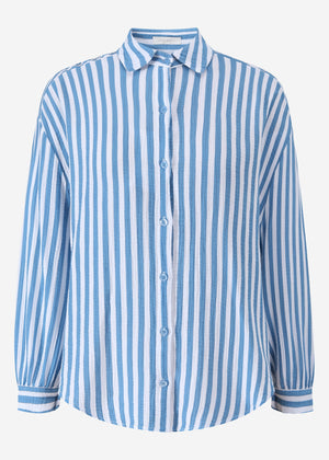 Striped oversized muslin blouse - denim blue