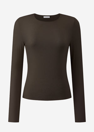 Slightly transparent long-sleeved shirt - dark brown