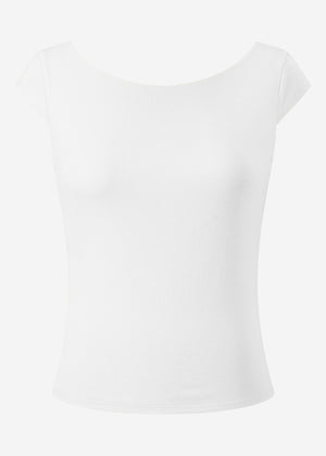 T-Shirt mit tiefem Rückenausschnitt - weiß