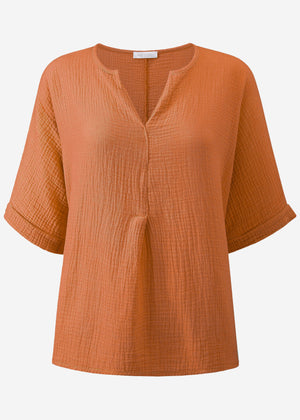 Oversize Musselin Shirt - cognac