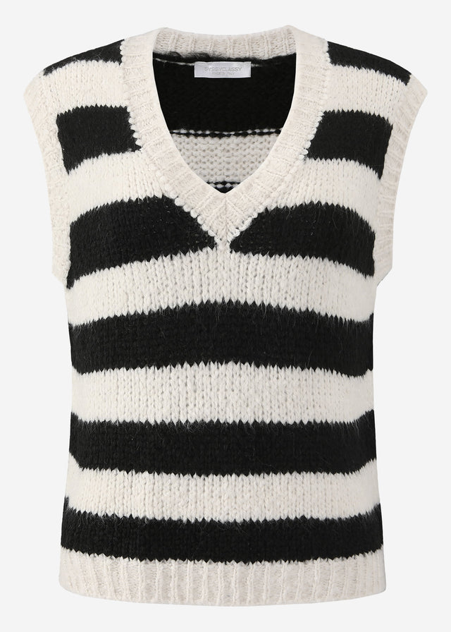 Striped V-neck sweater - black