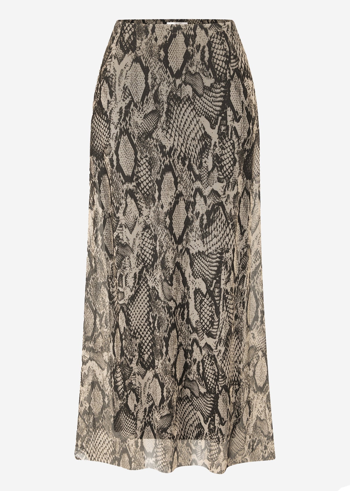 Ausgestellter Meshrock mit Snake-Print - braun