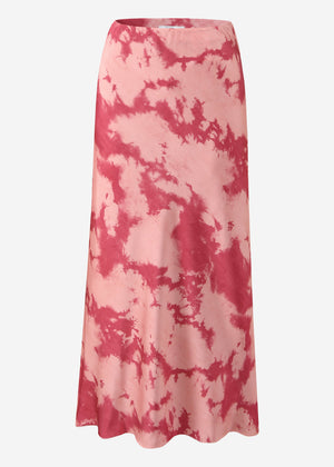 Satinrock mit Batikdruck - rosa