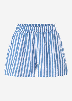 Striped muslin shorts - denim blue
